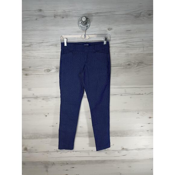 Old Navy Pants Womens 0 Blue Pinstripe Pixie Mid-Rise Ankle Chino Stretch Twill - Picture 1 of 12